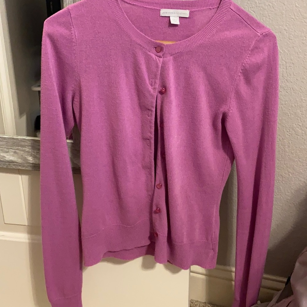 pink almost purple  sweater with cute buttons